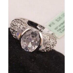 NWT Rhodium Silver CZ Cocktail Ring Size 9 - PSCO ?